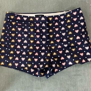 J crew navy shorts with hearts size 4